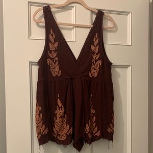 FREE PEOPLE EMBROIDERED ROMPER
